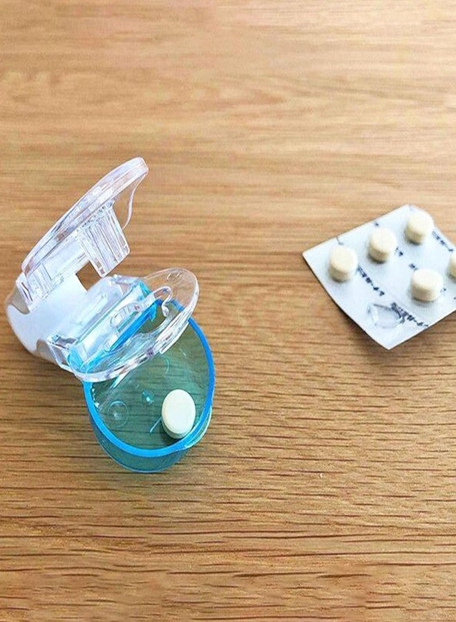 Junfamilee Blue Portable Pill Taker, Tablets Pills Blister Pack Opener Assistance Tool, Pill Splitter Cutter for Small Pills, Travel Pill Taker, Pill Dispenser, Storage Box Medication Dispenser, Medication Aids - Image 3